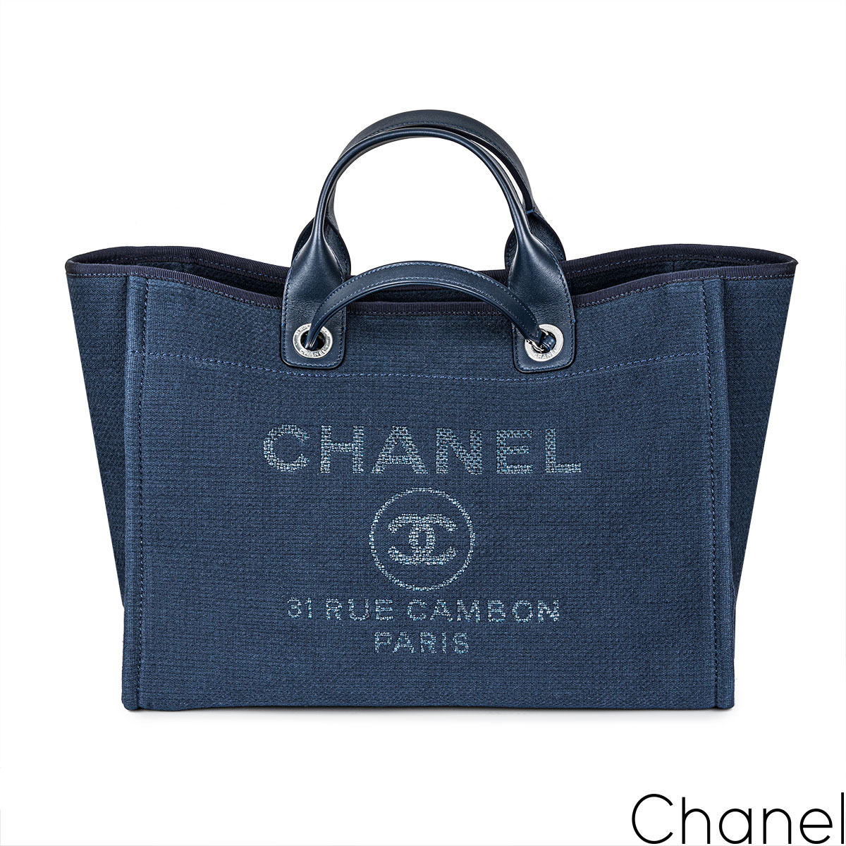 Chanel Tote Bag in Navy Blue Lambskin RHW  Luxury Helsinki